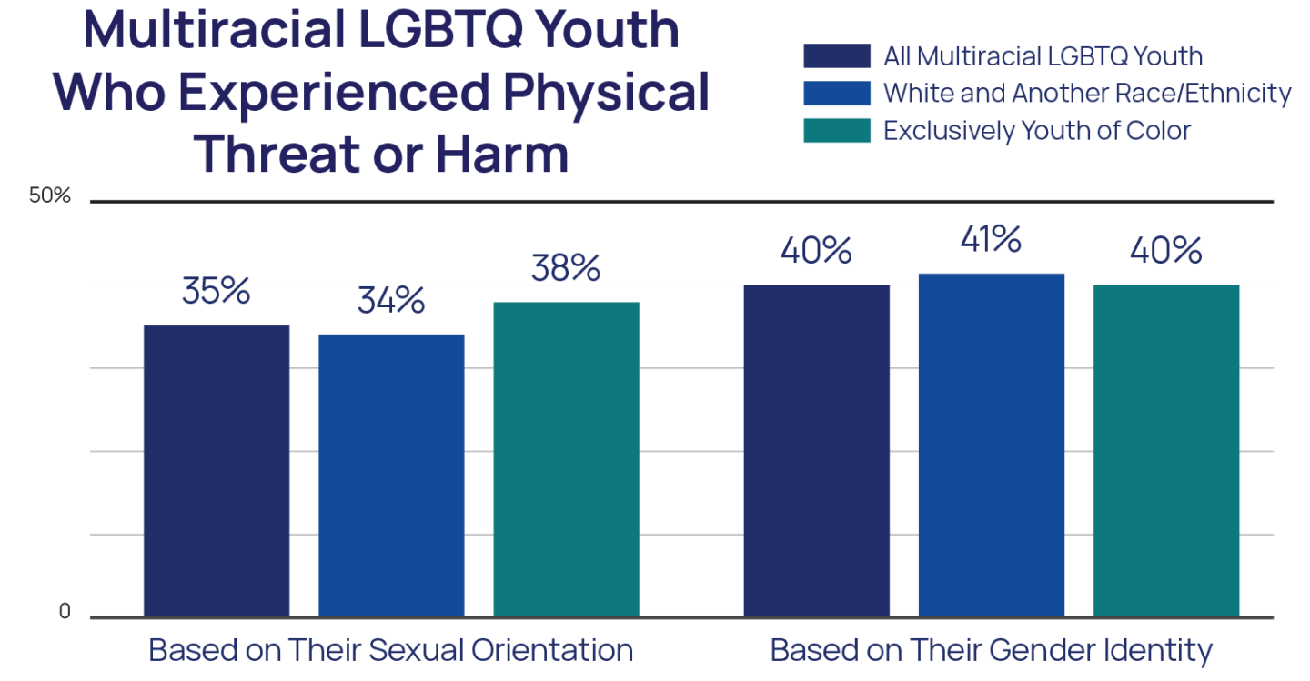 Multiracial LGBTQ Youth Who Experienced Physical Threat or Harm Chart