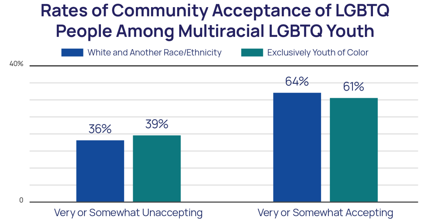 Rates of Community Acceptance of LGBTQ People Among Multiracial LGBTQ Youth Chart