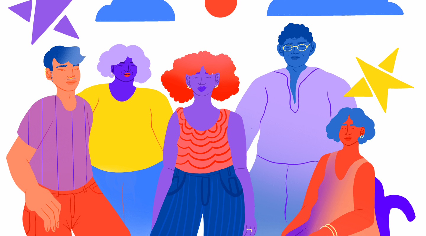 5 smiling people