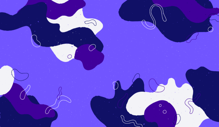 Purple, blue and white illustration