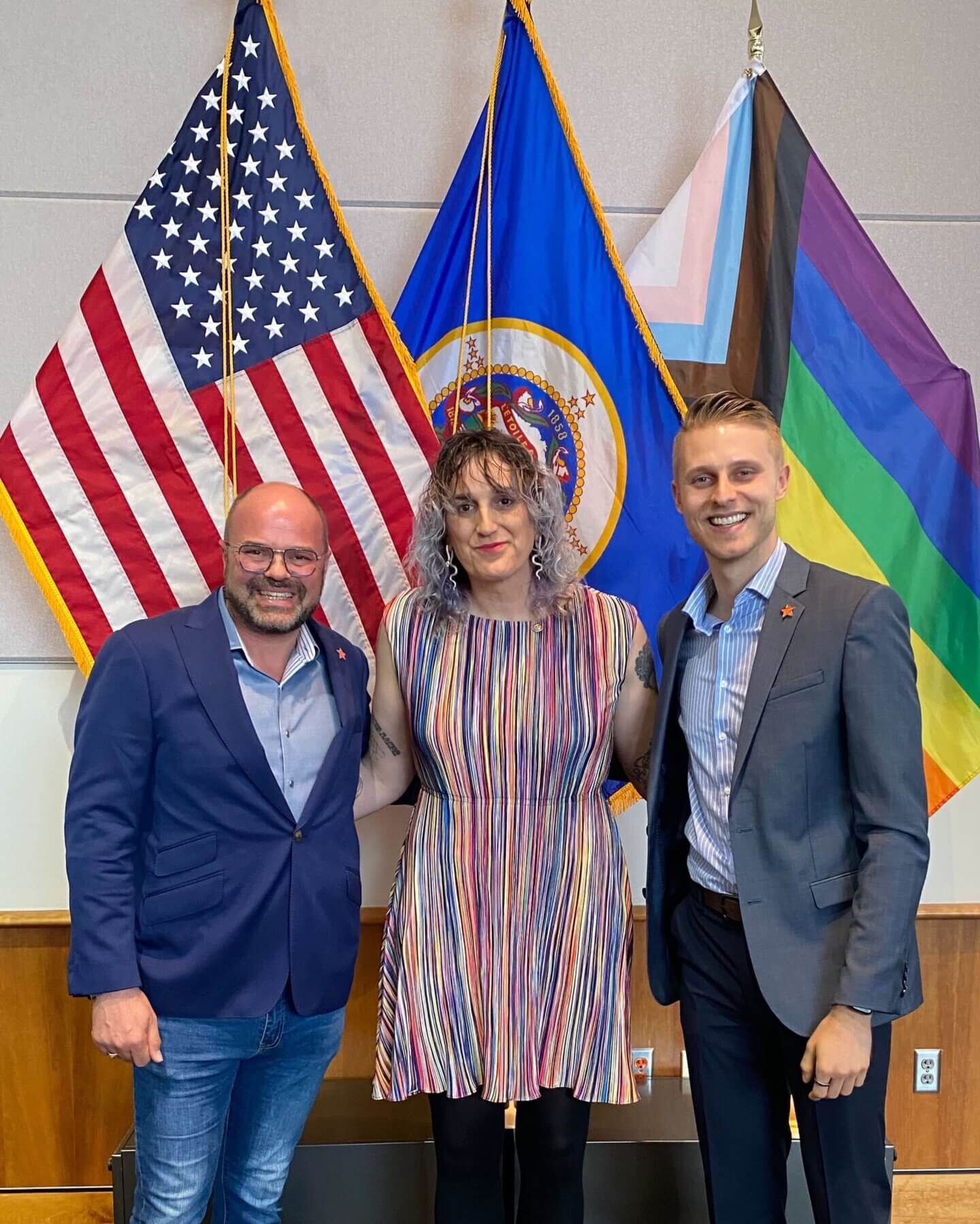 Minnesota State Representative Leigh Finke with The Trevor Project staff.