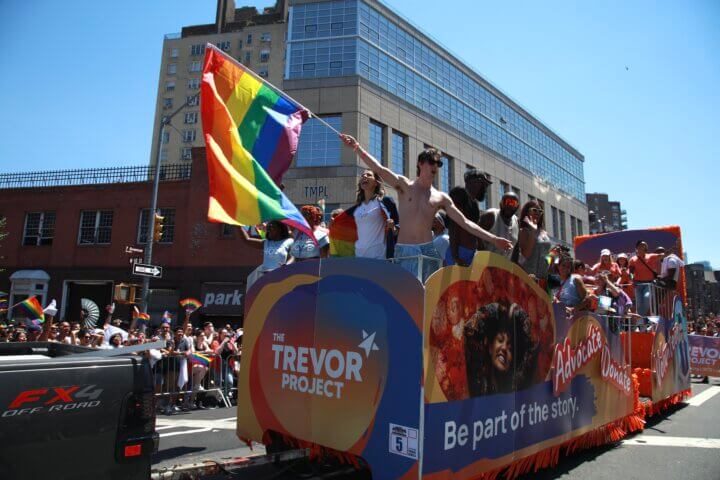 The Trevor Project float from Pride 2022