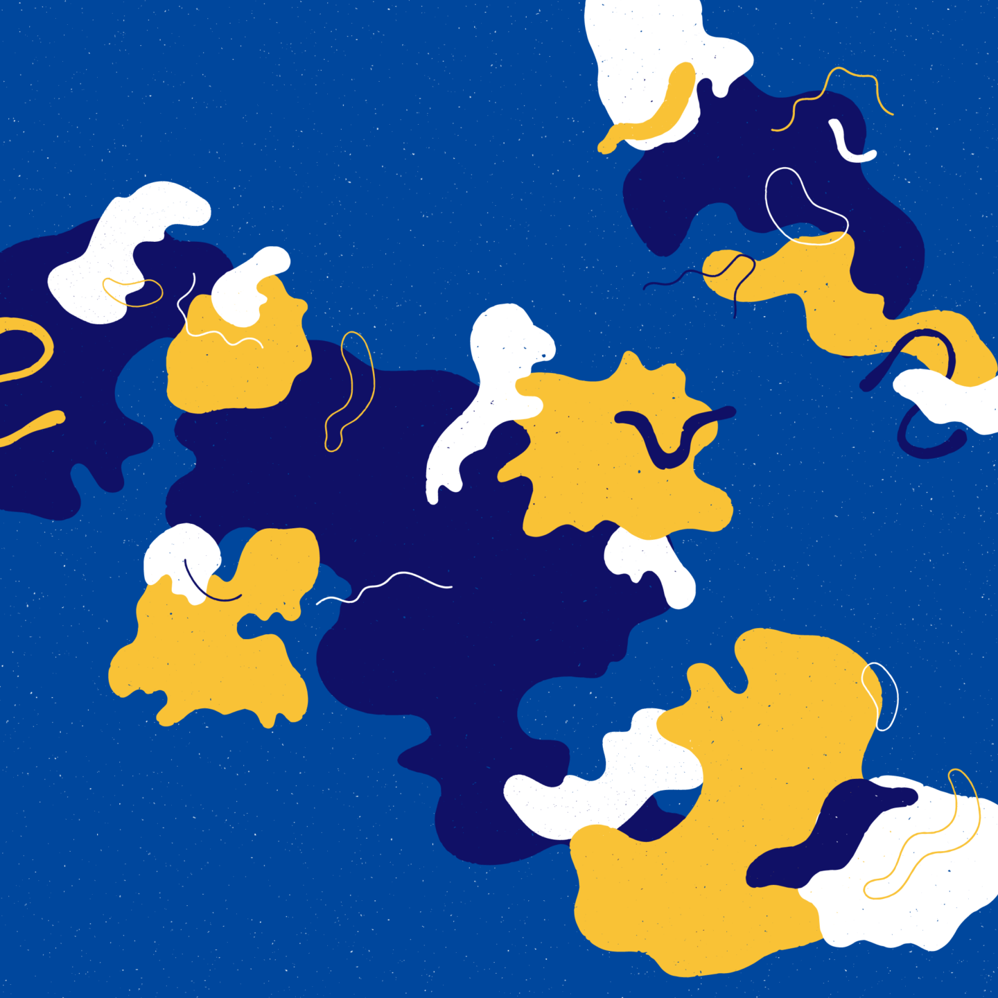 Blue, yellow and white map looking illustration