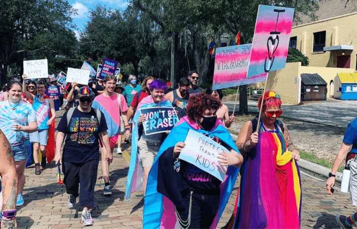 People marching at a Pride Parade