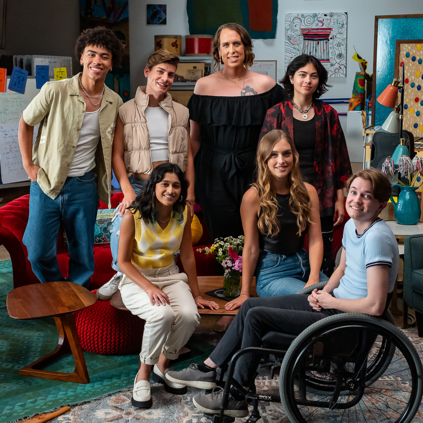 Photo of LGBTQ+ young people featured in episode 2 of Sharing Space with Nova Bright from The Trevor Project.