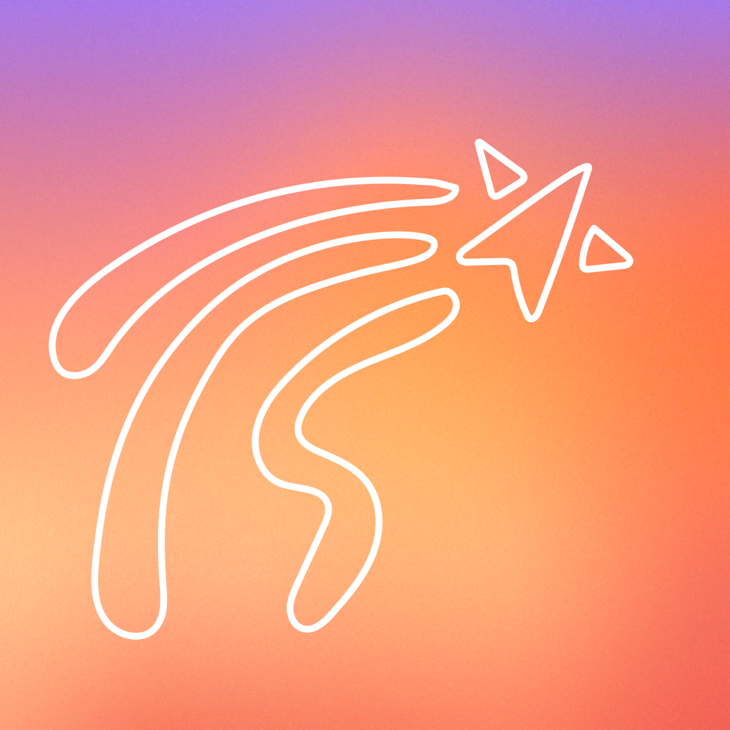 Artwork of shooting star on orange background.