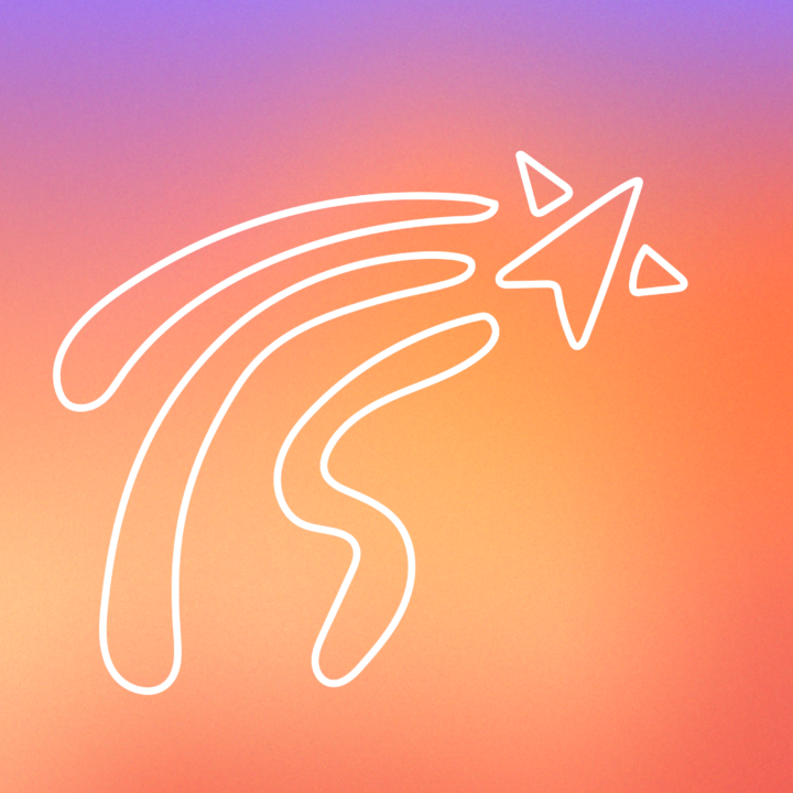 Artwork of shooting star on orange background.